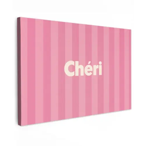 Gestreept - Roze - Chéri Tuinposter op houten frame 2 cm dik klein -3d
