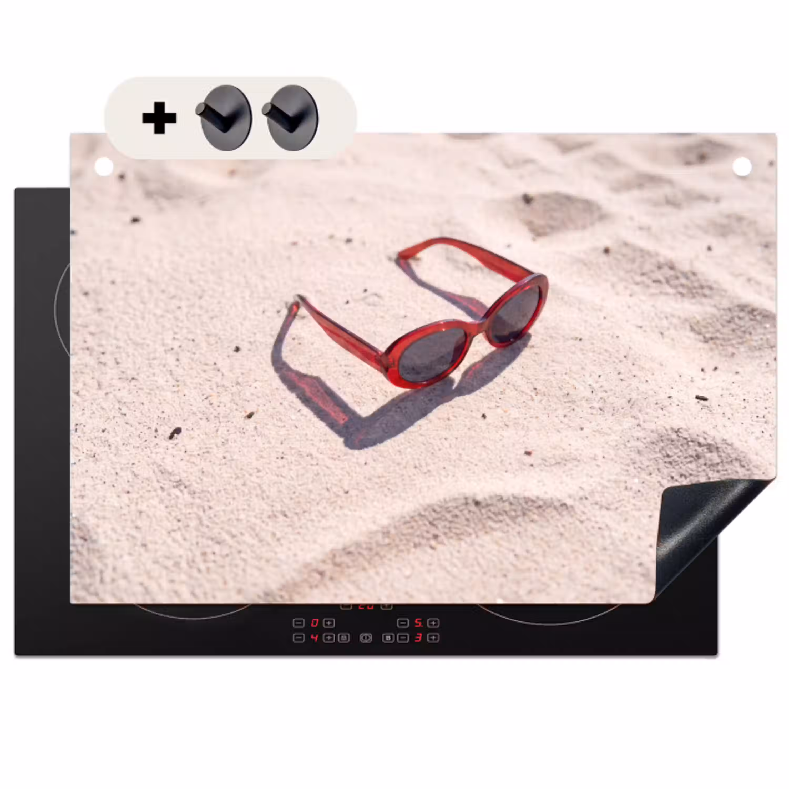 Zonnebril - Strand - Vakantie - Rood Inductie beschemer met haakjes klein -3d