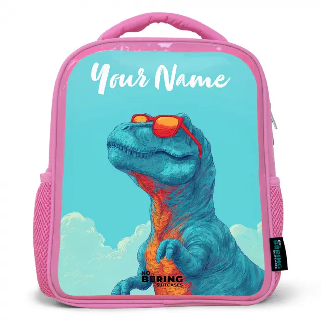 Dino - Zonnebril - Blauw Kinderrugzak - Roze middel -3d