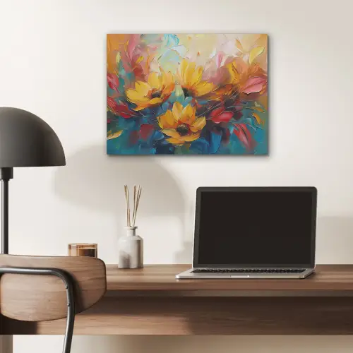 Bloemen - Dahlia - Kunst - Oranje - Watercolor PET vilt klein -sfeer5
