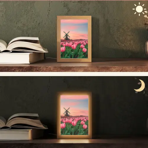 Tulpen - Molen - Nederland Light Box met kabel (Tafellamp) klein -sfeer3