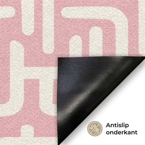 Doolhofpatroon - Roze - Wit - Abstract Deurmat klein 898 -antislip_NL