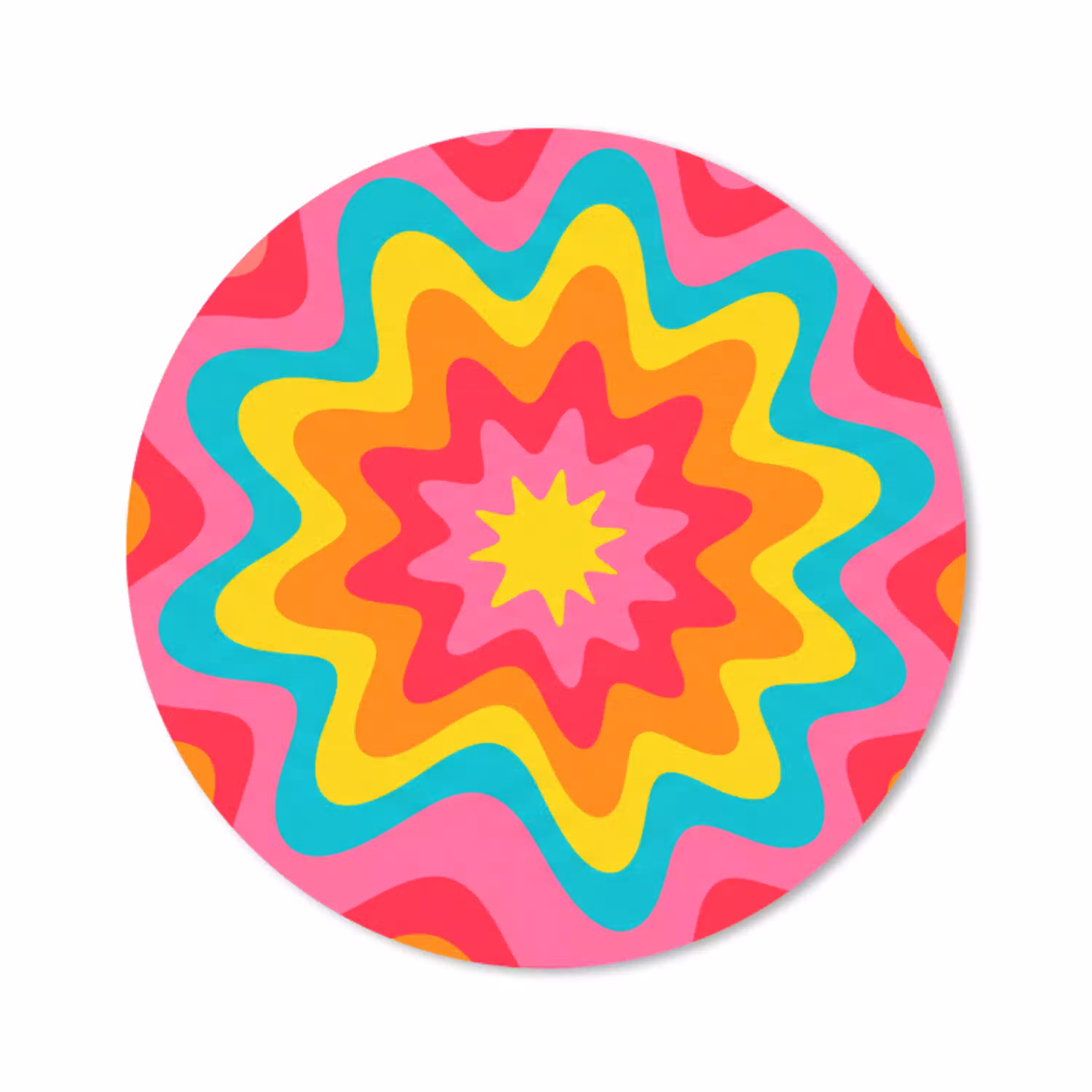Patroon - Golvend - Kleurrijk Muismat rond klein -3d