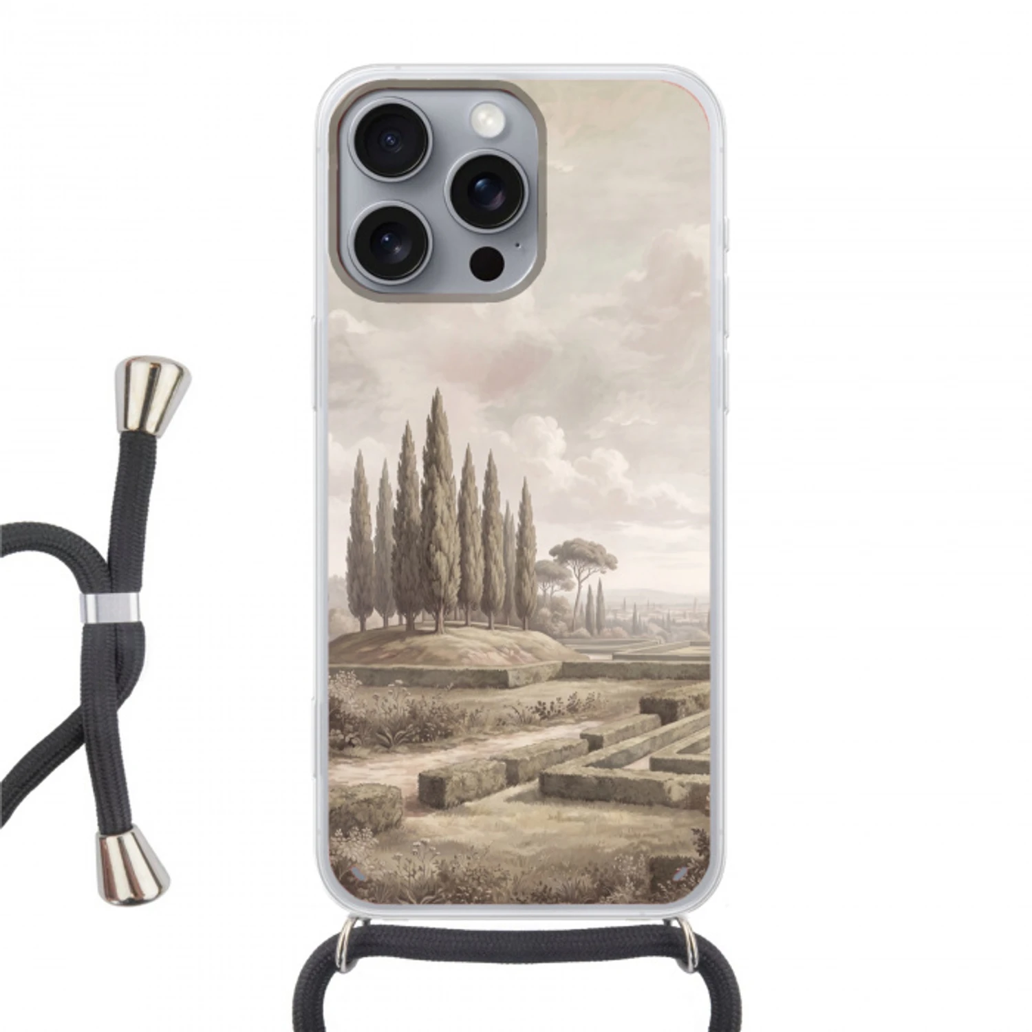 Vallei - Tuin - Natuur - Groen Hoesje iPhone 16 Pro Max met koord klein -3d