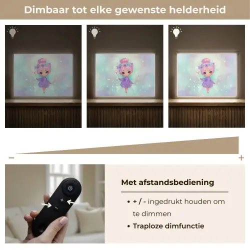 Fee - Paars - Glinsters Light Box met batterij (Wandlamp kind) middel -USP_dimbaarNL