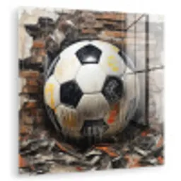 Voetbal - Muur - Zwart - Wit plexiglas 5mm klein -zzzproduct_nieuw