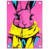 Konijn - Felroze - Sjaal - Abstract tuinposter los doek klein -3d
