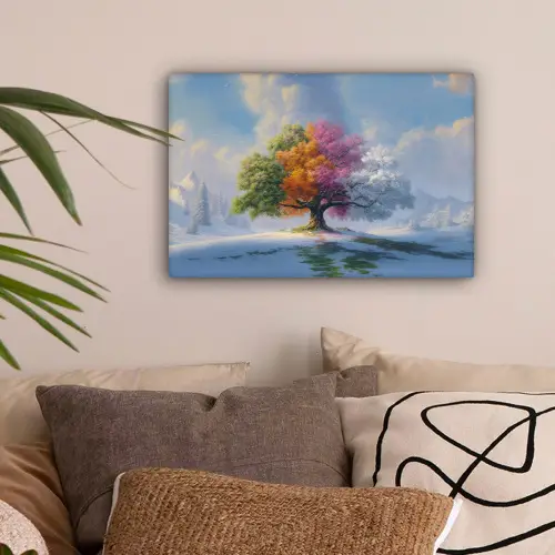 Boom - Seizoenen - Winter - Landschap canvas 2cm klein -sfeer1