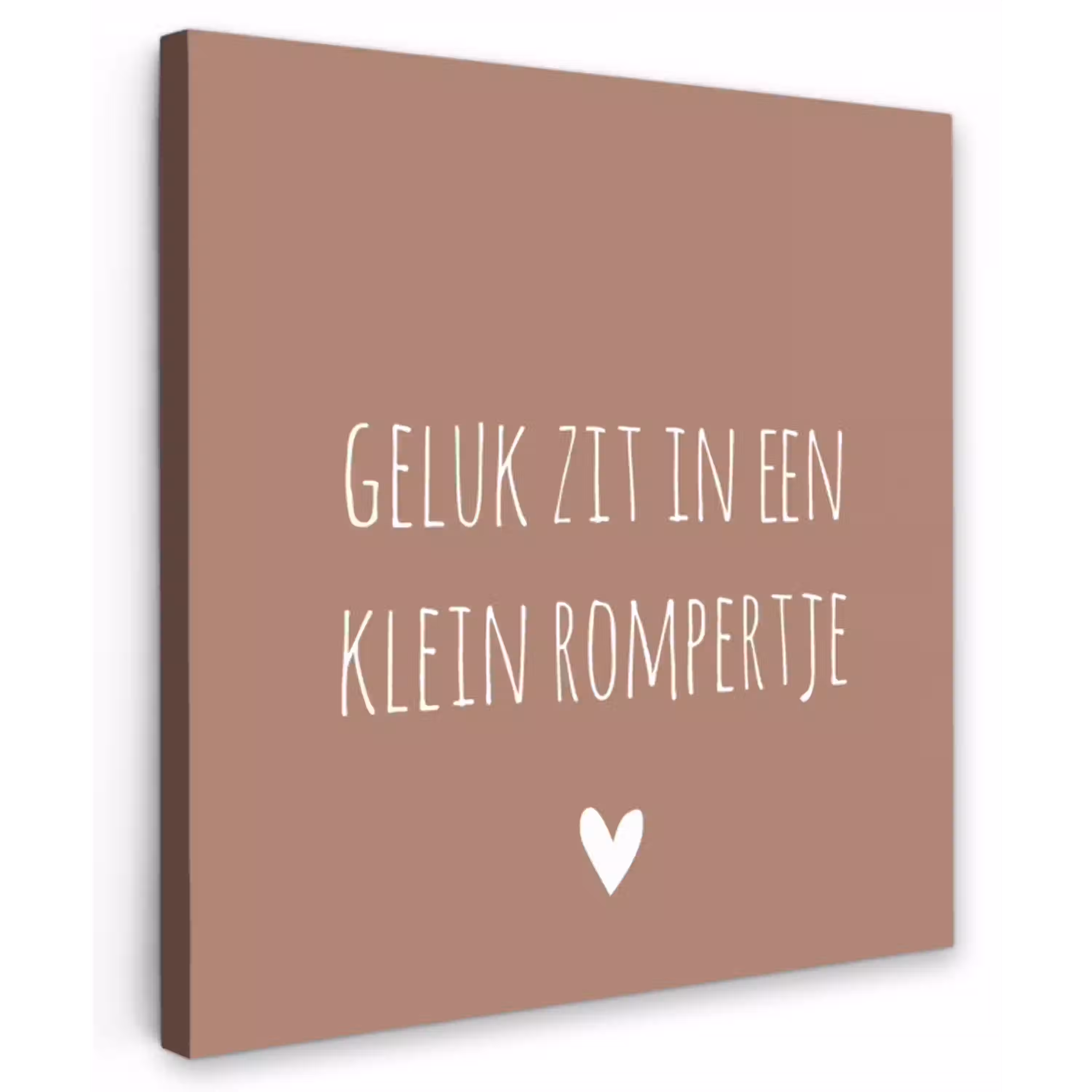 Spreuken - Geluk zit in een klein rompertje - Quotes Tuinposter op houten frame 2 cm dik klein -3d