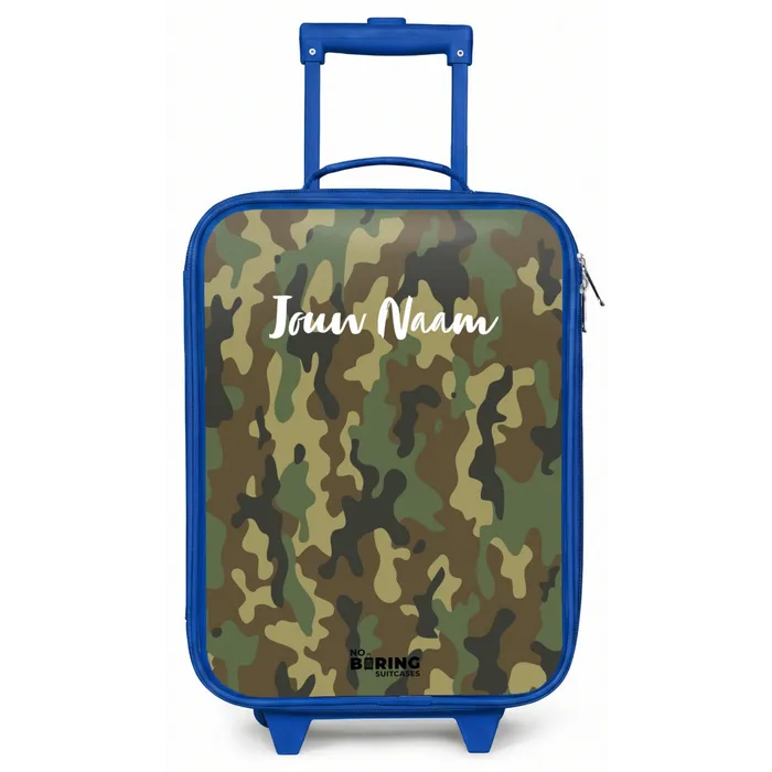 Groene camouflage met zandkleur Kinderkoffer - Blauw klein -zz3dotto