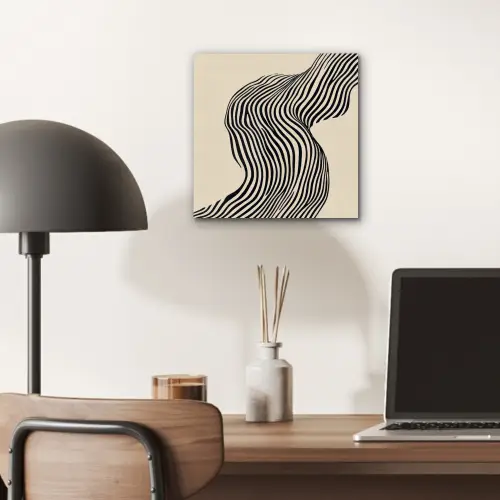 Golvend - Lijnen - Abstract - Silhouet aluminium wit klein -sfeer5