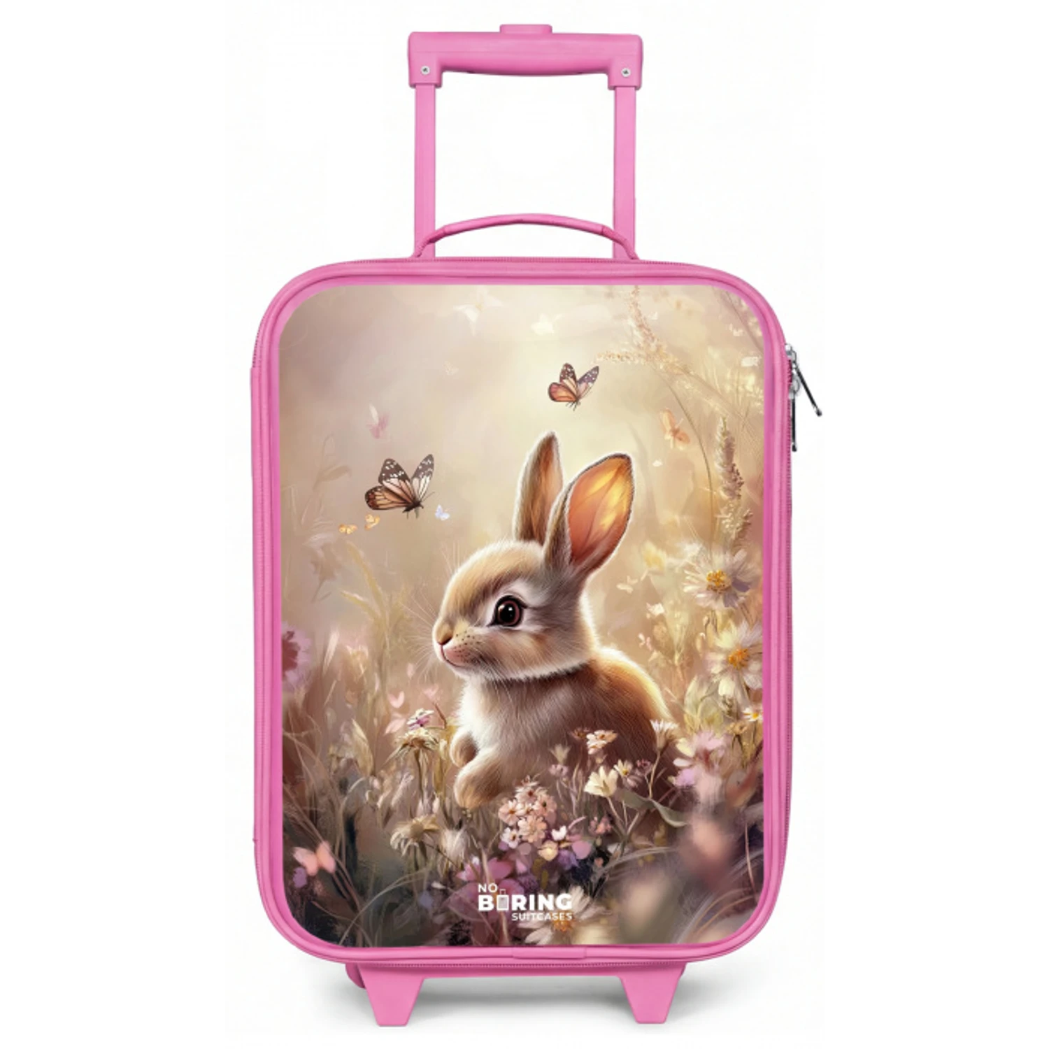Bloemen - Bruin - Konijntje - Vlinder Kinderkoffer - Roze klein -zz3dotto