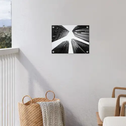 Gebouwen - Lucht - Zwart tuinposter los doek klein -sfeer8