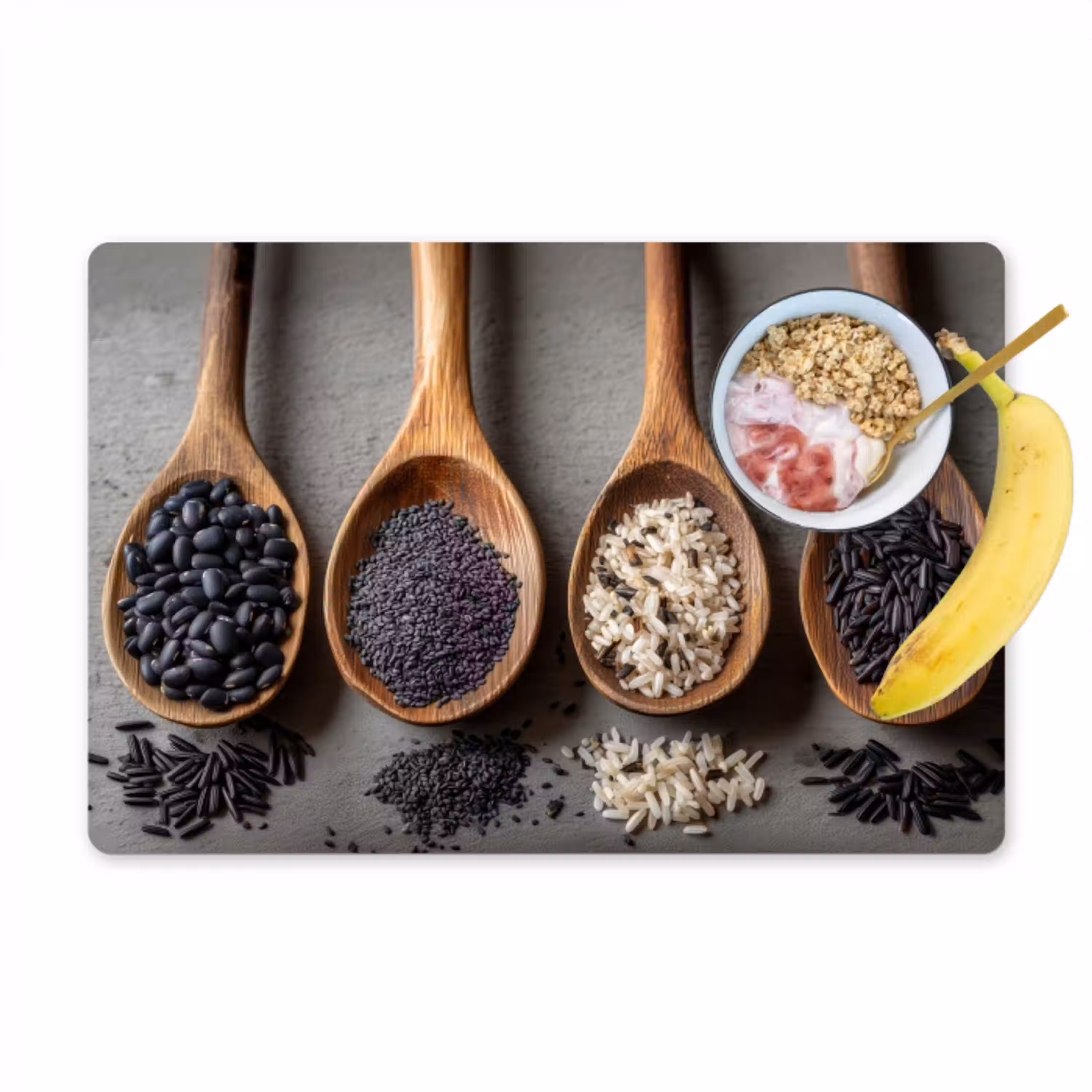 Houten - Lepels - Rijst - Zaden Placemat vinyl groot -zzzproduct_Kitchenyeah-website