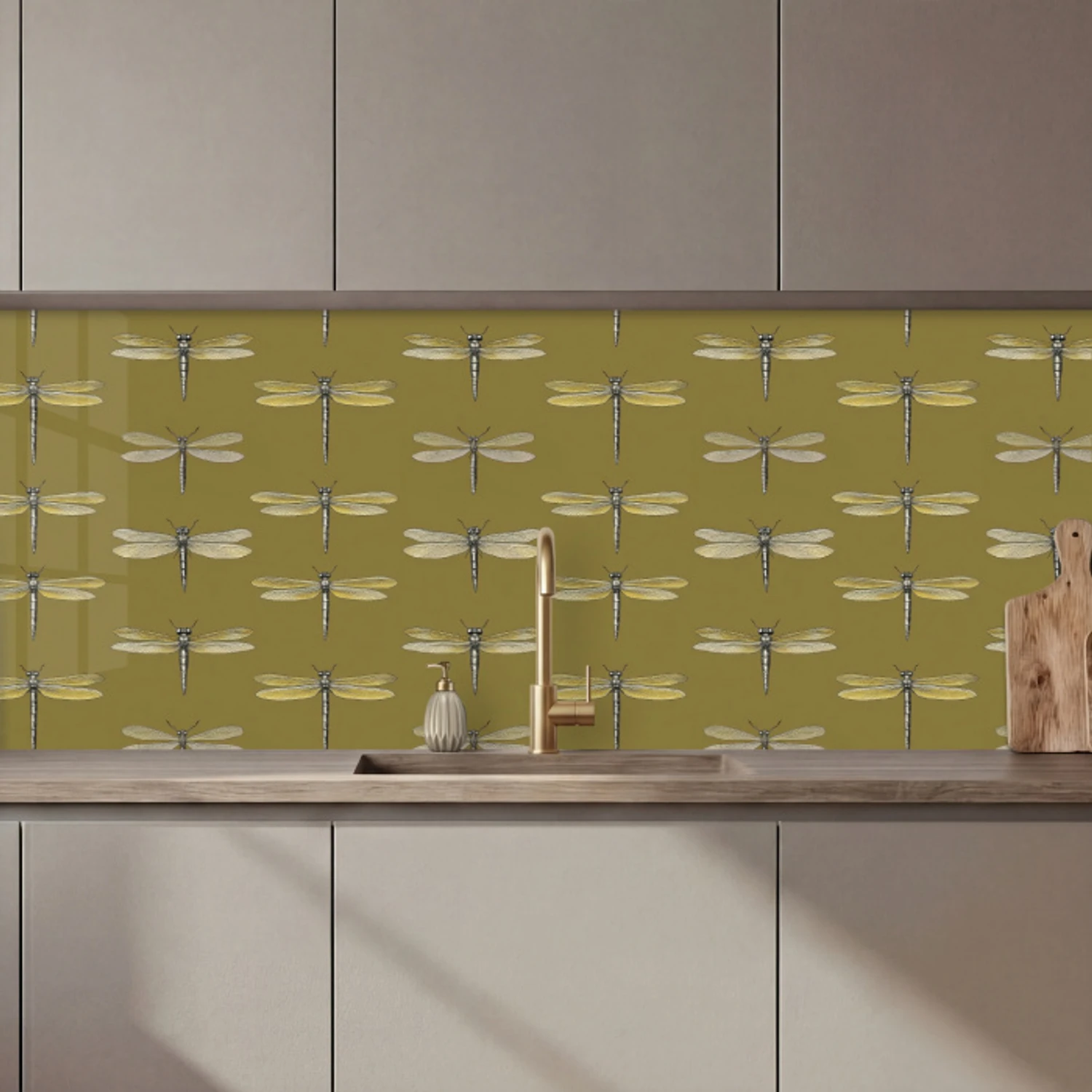 Libellen - Patroon - Groen keuken achterwand 2 middel 871 zz_3dshopping