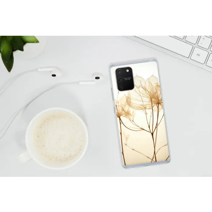 Droogbloemen - Beige - Planten - Wit Telefoonhoesje Samsung Galaxy S10 Lite klein -oordopS10Lite