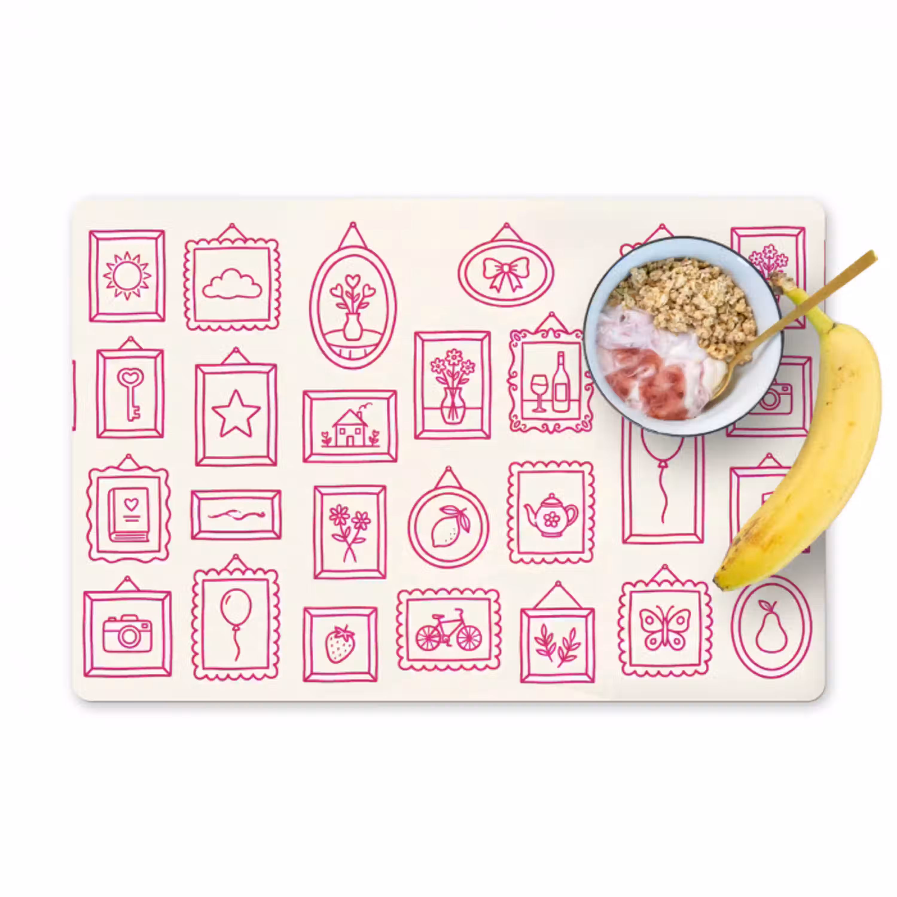 Illustratie - Collectie - Kunst - Minimalistisch - Roze Placemat vinyl groot -zzzproduct_Kitchenyeah-website