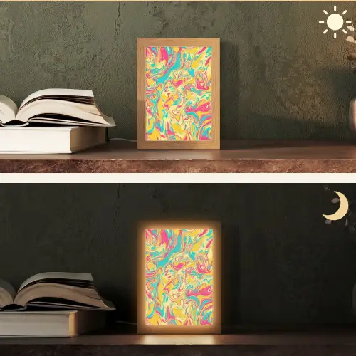 Geel - Roze - Blauw - Retro Light Box met kabel (Tafellamp) klein -sfeer3