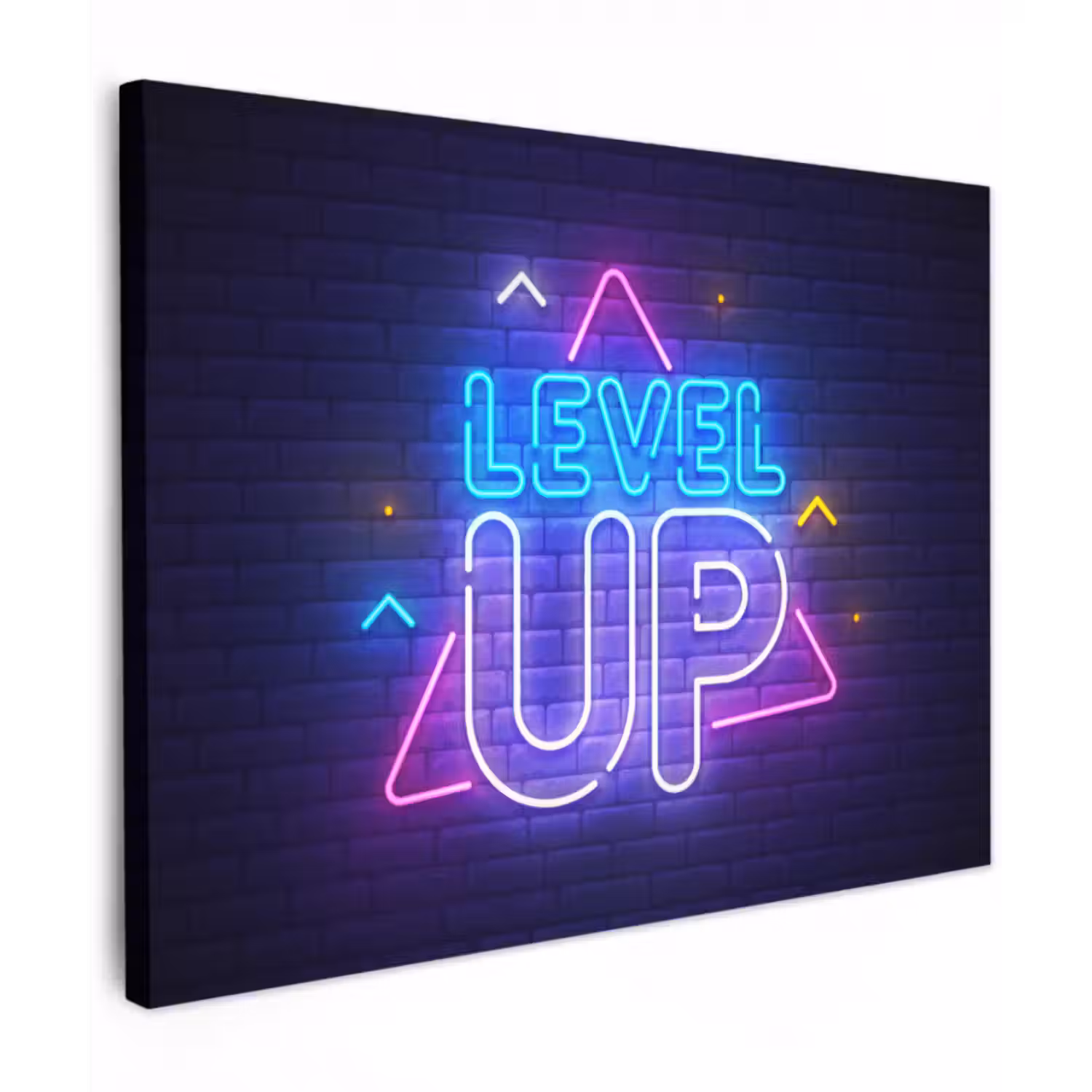 Canvas schilderij - Gaming - Neon - Level Up - Quotes - Gamen