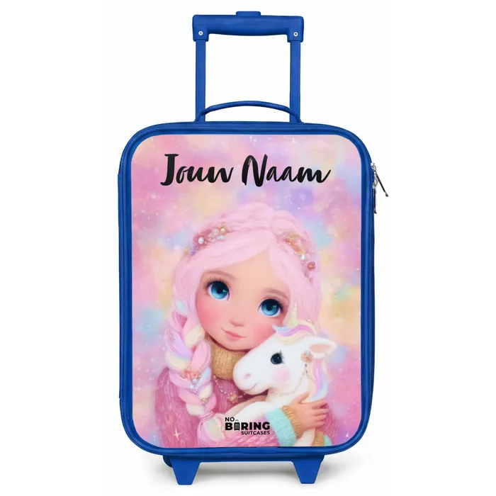 Meisje - Eenhoorn - Roze Kinderkoffer - Blauw klein -zz3dotto