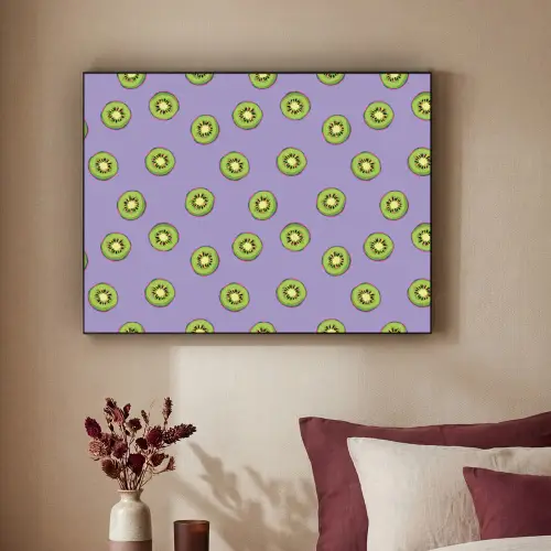 Kiwi - Patroon - Paars Textielframe zwart klein 947 -sfeer1
