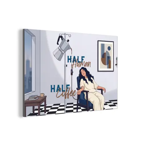 Half human, Half Coffee - Infuus - Koffie aluminium wit klein -3d