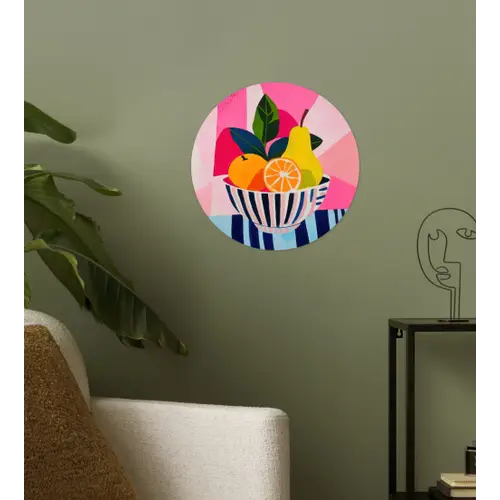 Fruit - Abstracte achtergrond - Roze Wandcirkel behangsticker klein -sfeer2