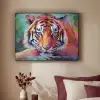 Tijger - Olieverf - Dieren - Kunst Textielframe zwart klein -sfeer1