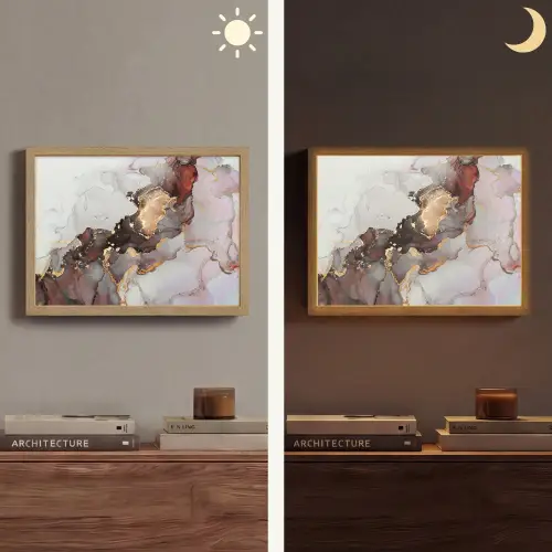 Rood - Marmer - Goud Light Box met batterij (Wandlamp) middel -sfeer3