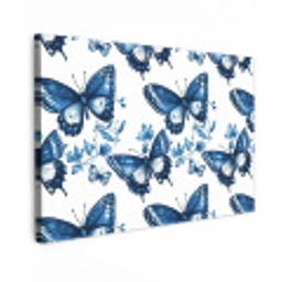 Blauw - Vlinders - Bloemen - Wit Tuinposter op houten frame 2 cm dik klein 845 -3d