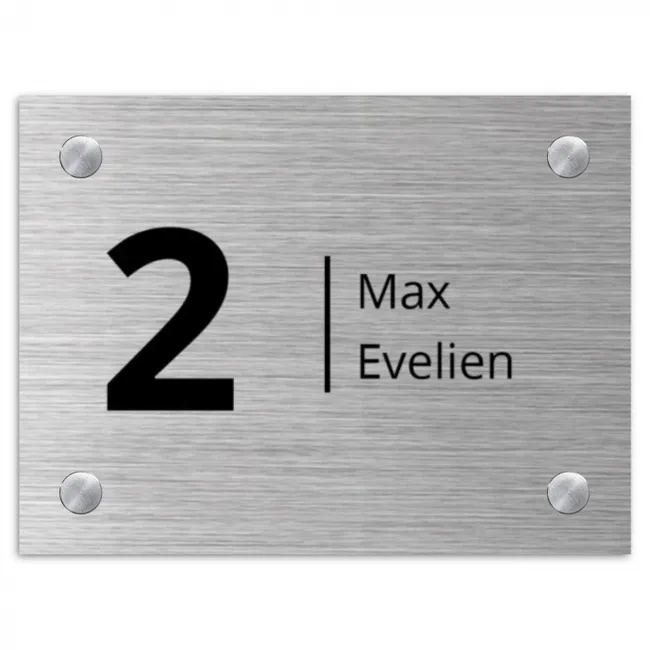 Metaaleffect - Modern Naambord Rechthoek middel -3d