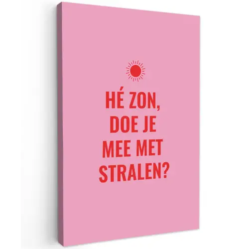Roze - Zon - Quote Tuinposter op houten frame 2 cm dik klein -3d
