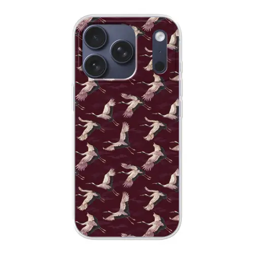 Kraanvogels - Klassiek - Bordeaux Telefoonhoesje iPhone 17 Pro klein 878 -3d