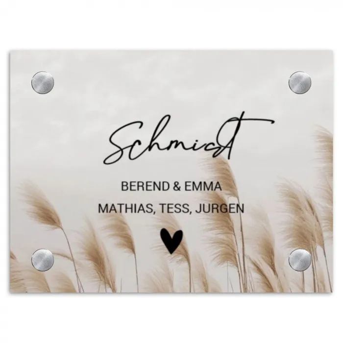 Pampasgras - Sierlijk Naambord Rechthoek middel -3d