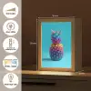 Ananas - Regenboog - Blauw - Popart Light Box met kabel (Tafellamp) klein -USP_FR