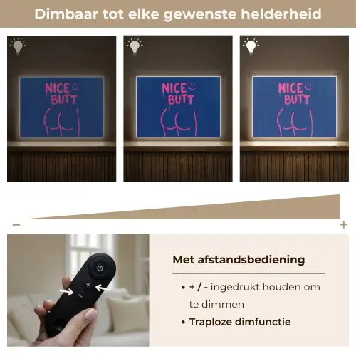 Brutaal - Grappig - Blauw Light Box met batterij (Wandlamp) middel -USP_dimbaarNL