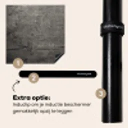 Beton - Grijs - donker Inductie beschermer vinyl 3mm middel -zzzzzzz-induclip_NL