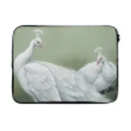 Pauwen - Wit - Natuur - Groen laptophoes neopreen klein -3d