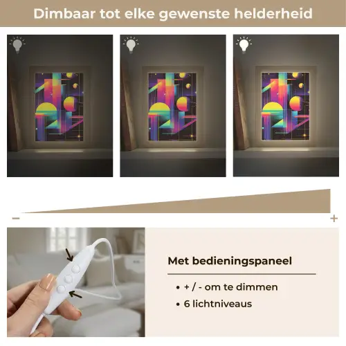 Abstract - Vormen - Kleurrijk - Lijnen Light Box met kabel (Tafellamp) klein -USP_dimbaarNL