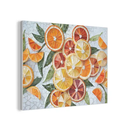 Schijfjes - Fruit - Oranje - Mozaïek PET vilt klein -3d