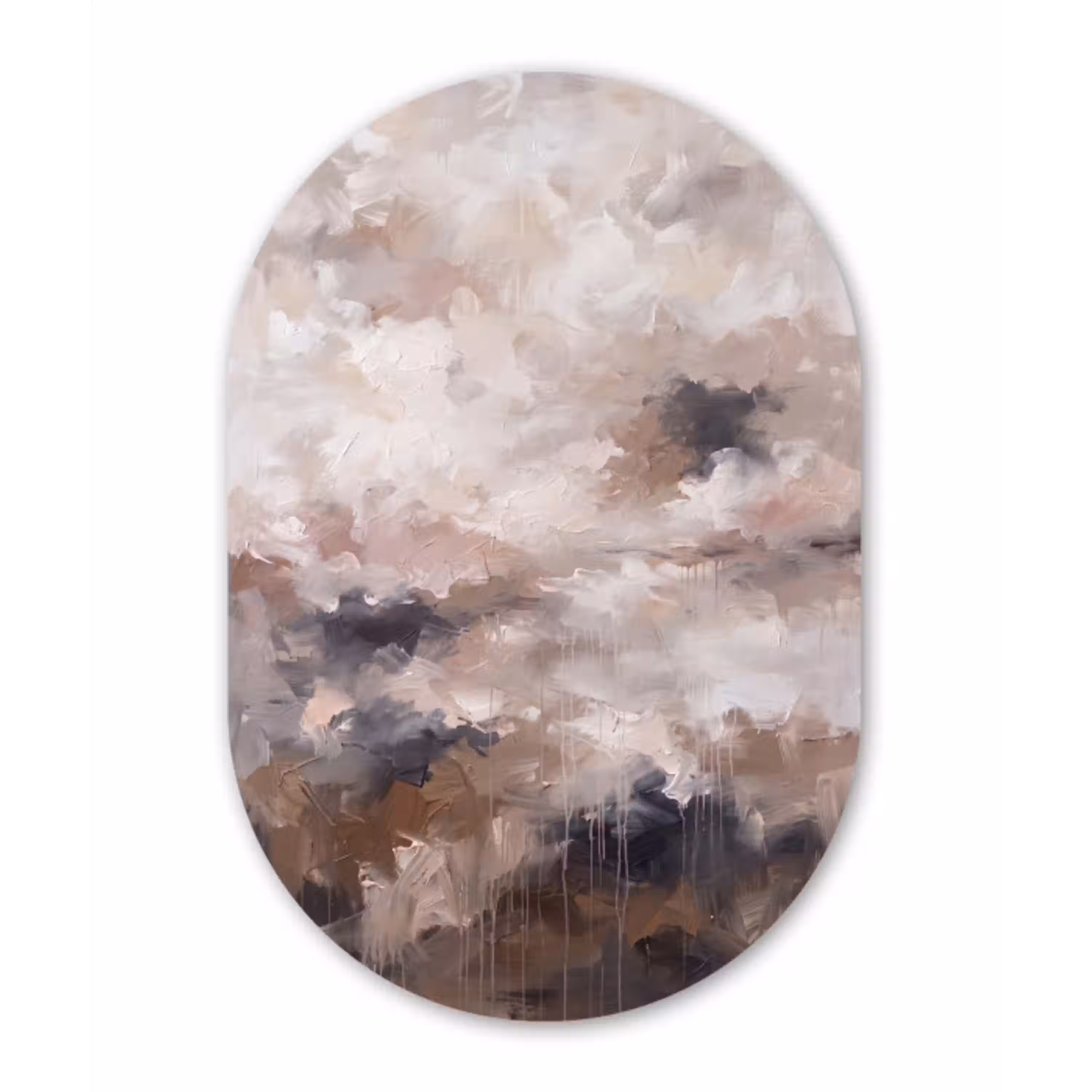 Abstract - Textuur - Kunst - Modern - Beige Wandcirkel Ovaal Aluminium middel -3d
