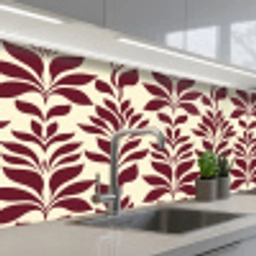 Abstract - Bladeren - Burgundy keuken achterwand 2 middel 871 -3d_schuin
