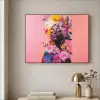 Kleurrijk - Bloemen - Vrouw - Zon Textielframe zwart klein -sfeer2