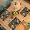 Groene papegaai - Kleurrijke bloemen - Donkere achtergrond Placemat vinyl groot -zzsfeer5_Kitchenyeah-website