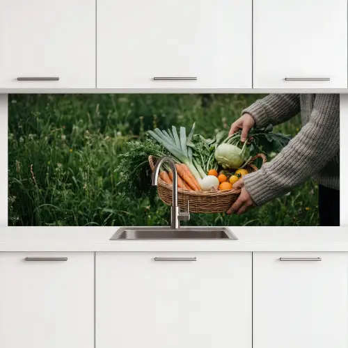 Veld - Groenten - Biologisch - Oogst keuken achterwand 2 middel -3d