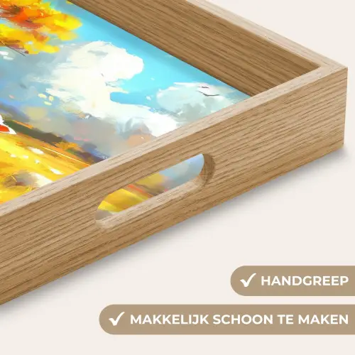 Schaap - Weide - Bloemen Dienblad Rechthoek middel -USP_HandgreepNL