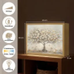 Boom - Beige - Goud - Verflook - Grijs Light Box met batterij (Wandlamp) middel -USP_websiteoverzichtNL