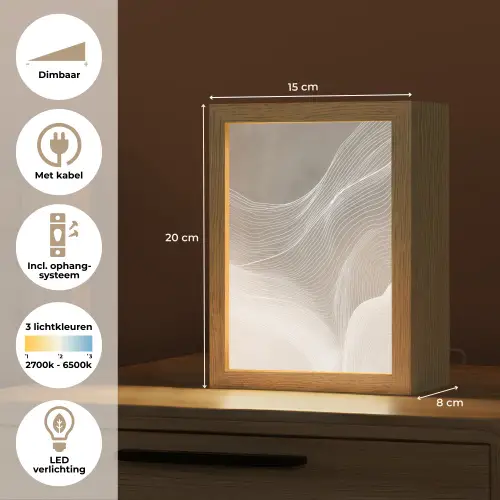 Golvende lijnen - Luchtstromen - Harmonieus Light Box met kabel (Tafellamp) klein -USP_NL