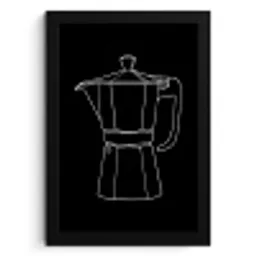 Mokkapot - Zwart - Wit - Lijntekening KitchenYeah - Keuken - Fotolijst klein -3d