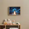 Raket - Ruimte - Blauw - Licht Light Box met batterij (Wandlamp kind) middel -sfeer2_kind